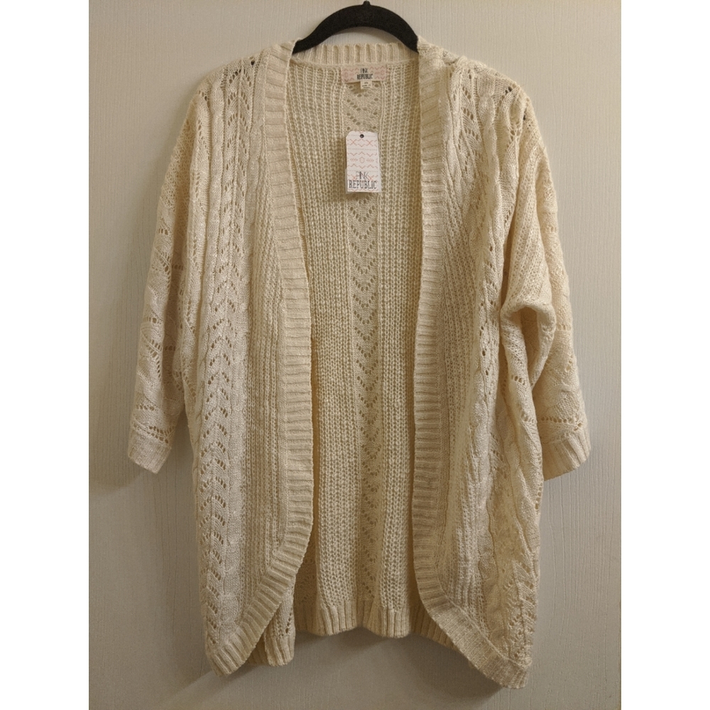 PINK REPUBLIC New Cardigan Sweater Soft Cable Knit
